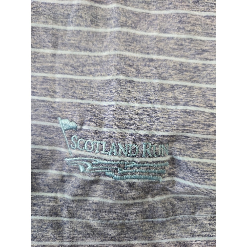 Johnnie-O Newton Polo Mens XL Lake Blue Stripe Scotland Run Golf Shirt - Picture 9 of 10